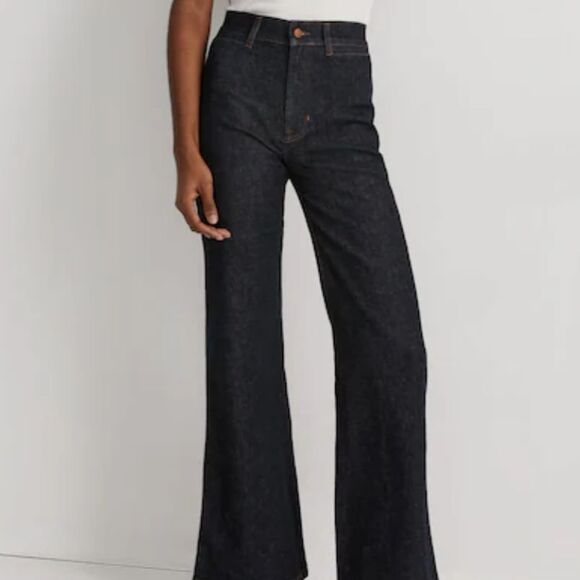 Madewell 11" High Rise Flare Jeans Dark Wash Blue Denim Retro Y2K 70's Cotton 26 - Picture 1 of 14